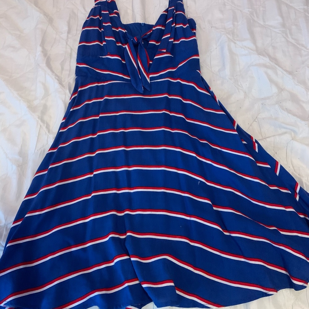 blue and red dress worn once